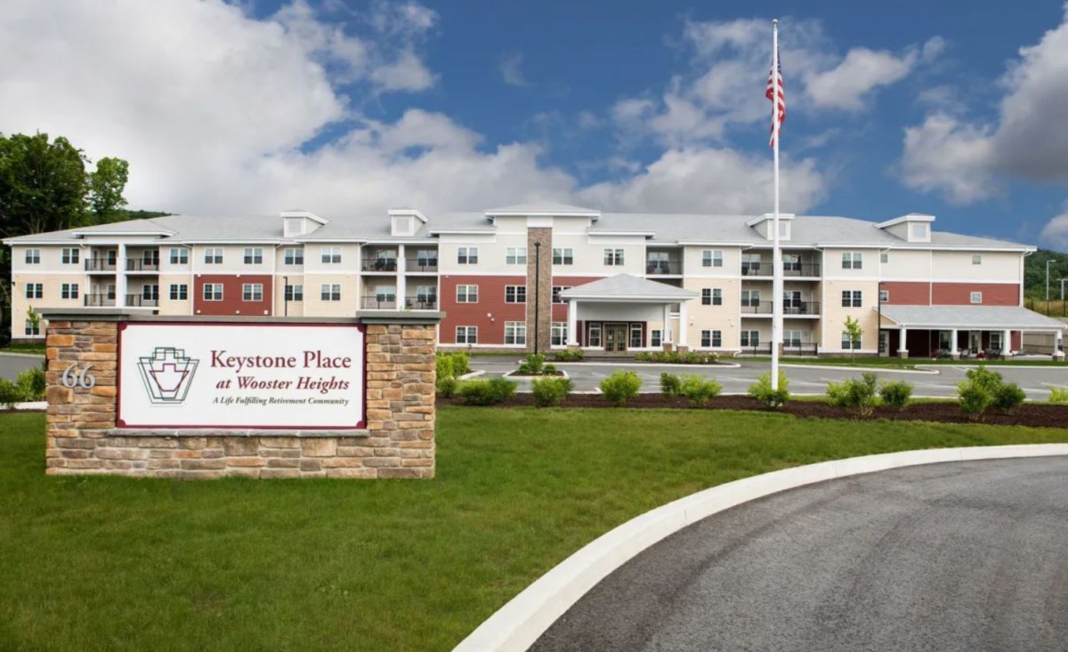 Exterior view of Keystone Place at Forevergreen, a senior living facility.
