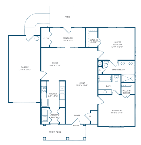 Blueprint of a residential home layout.