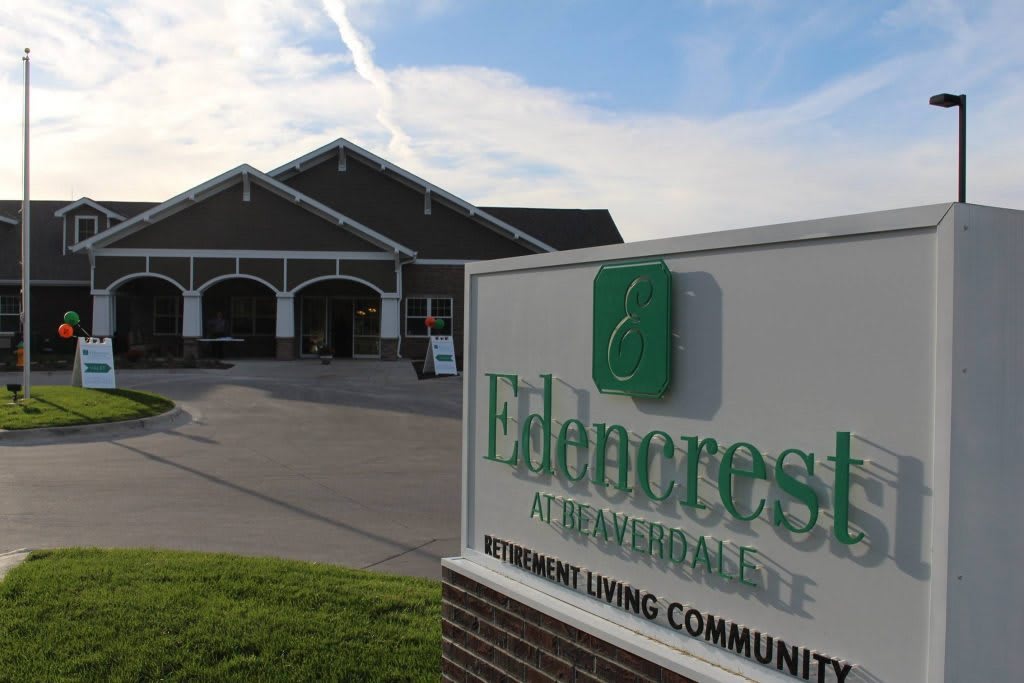 Entrance of Eldancrest at Riverdale Assisted Living Community.