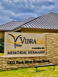 Entrance sign for Vibra Life in association with Memorial Hermann, located at 1222 Park West Green Drive.