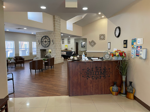 A welcoming reception area featuring modern design and comfortable seating.