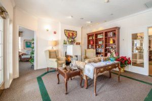 A cozy living room with elegant furniture and tasteful decor.