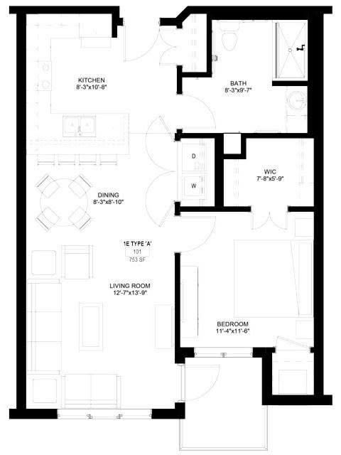 A detailed floor plan of an apartment showing the arrangement of rooms and spaces.