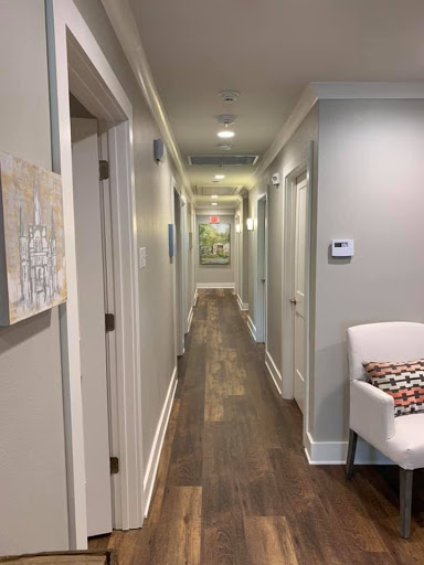 A well-lit hallway showcasing a modern interior design.