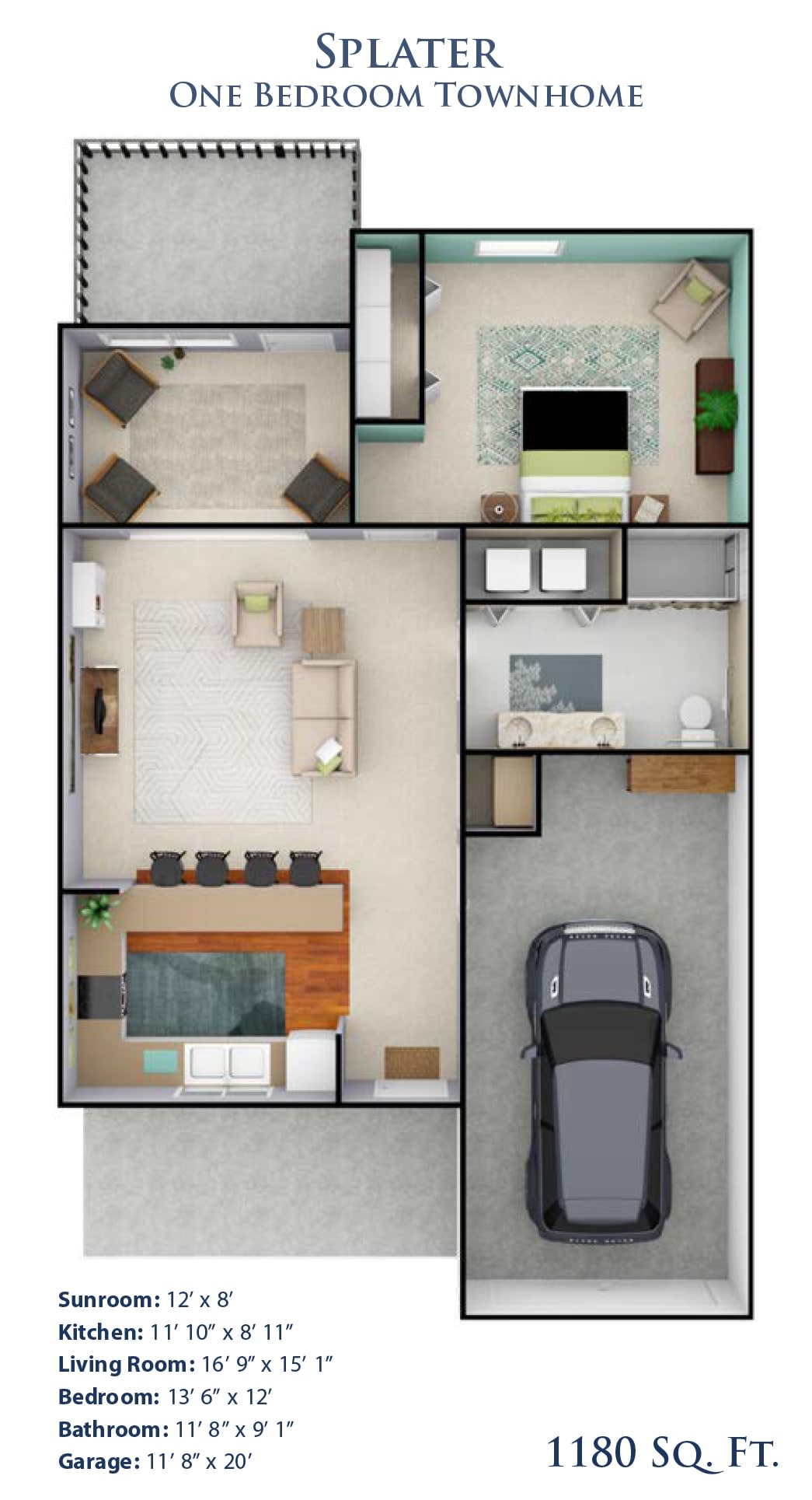 A detailed floor plan showing various rooms and a garage in a residential space.
