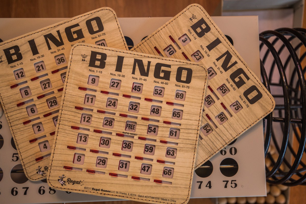 Vintage Bingo cards laid out for a game night.