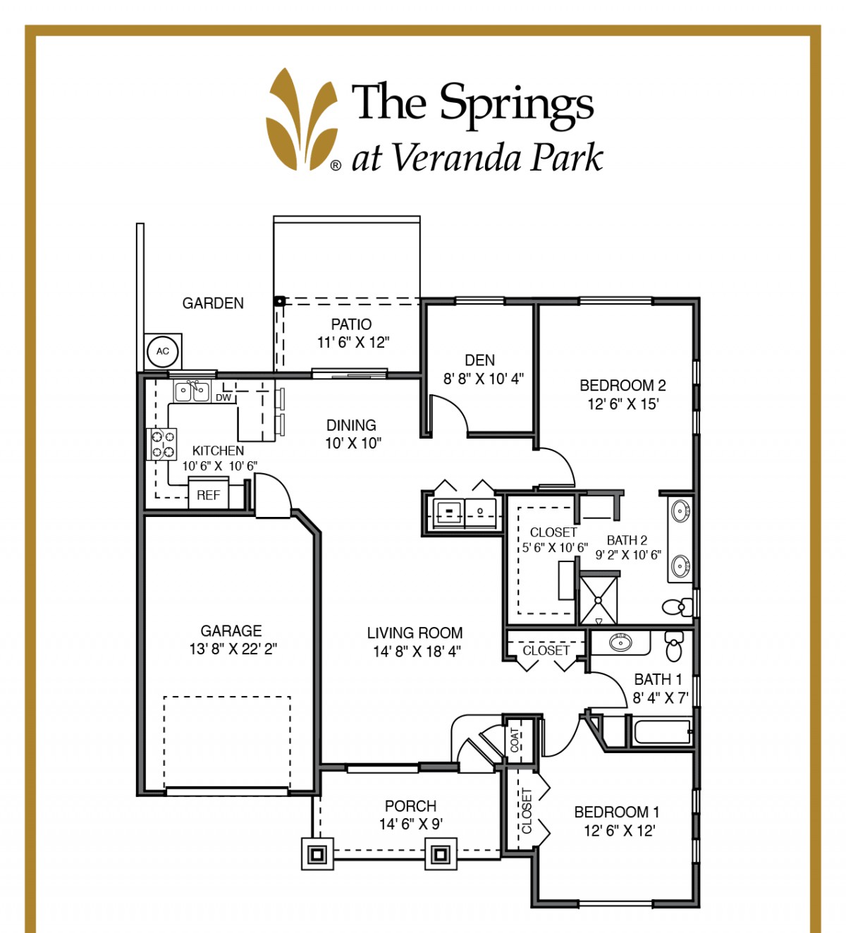 Floor plan of an apartment unit at The Springs at Veranda Park.