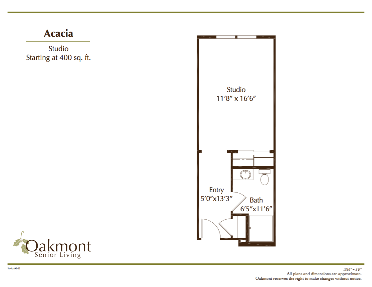 Studio apartment floor plan with a total area of 480 sq. ft.