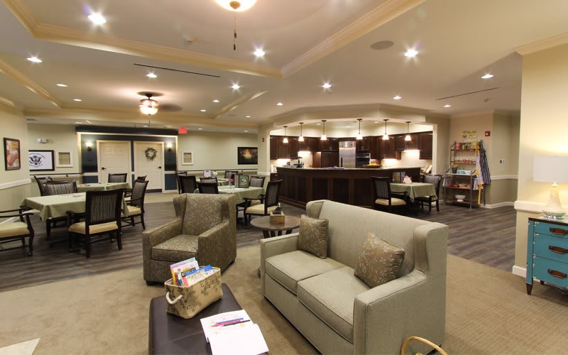 A modern living room with comfortable sofas and stylish interior design.