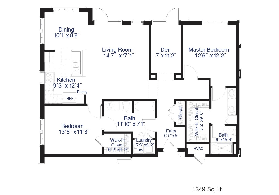 A detailed floor plan showing the layout of a residence with labeled rooms.