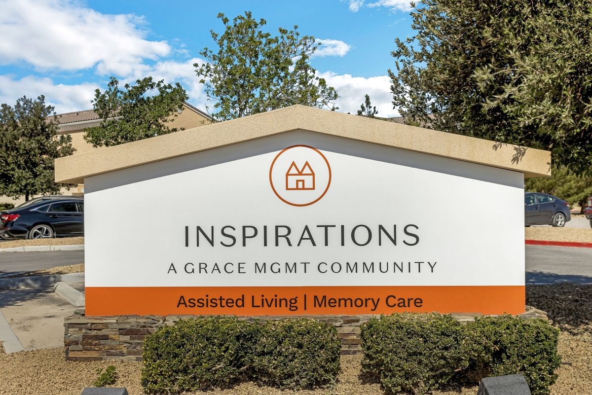 Sign for Inspirations, a Grace Management community offering assisted living and memory care services.
