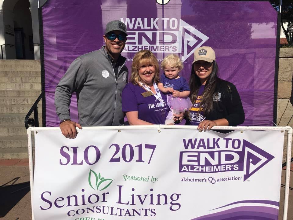 Participants pose for a group photo at the Walk to End Alzheimer's event in SLO, 2017.