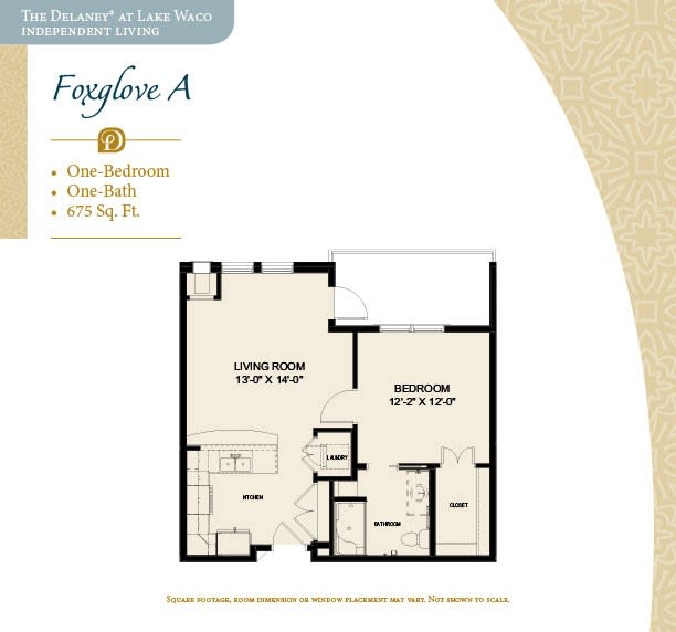 Floor plan of a one-bedroom apartment, named Foglove A, with a total area of 473 square feet.