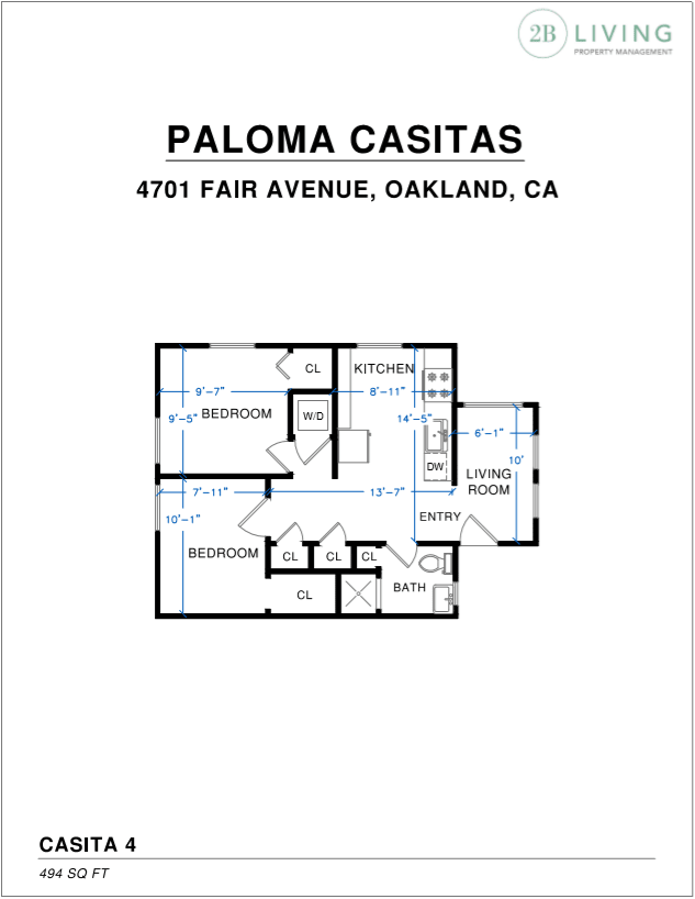 Floor plan of Paloma Casitas located at 4701 Fair Avenue, Oakland, CA.