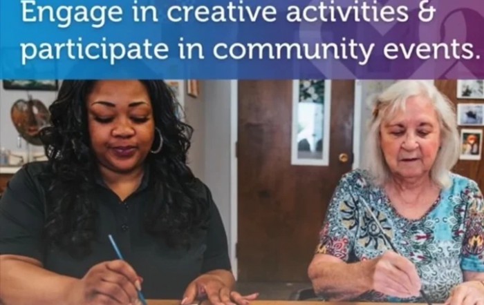 Two individuals engaged in creative activities and community events.