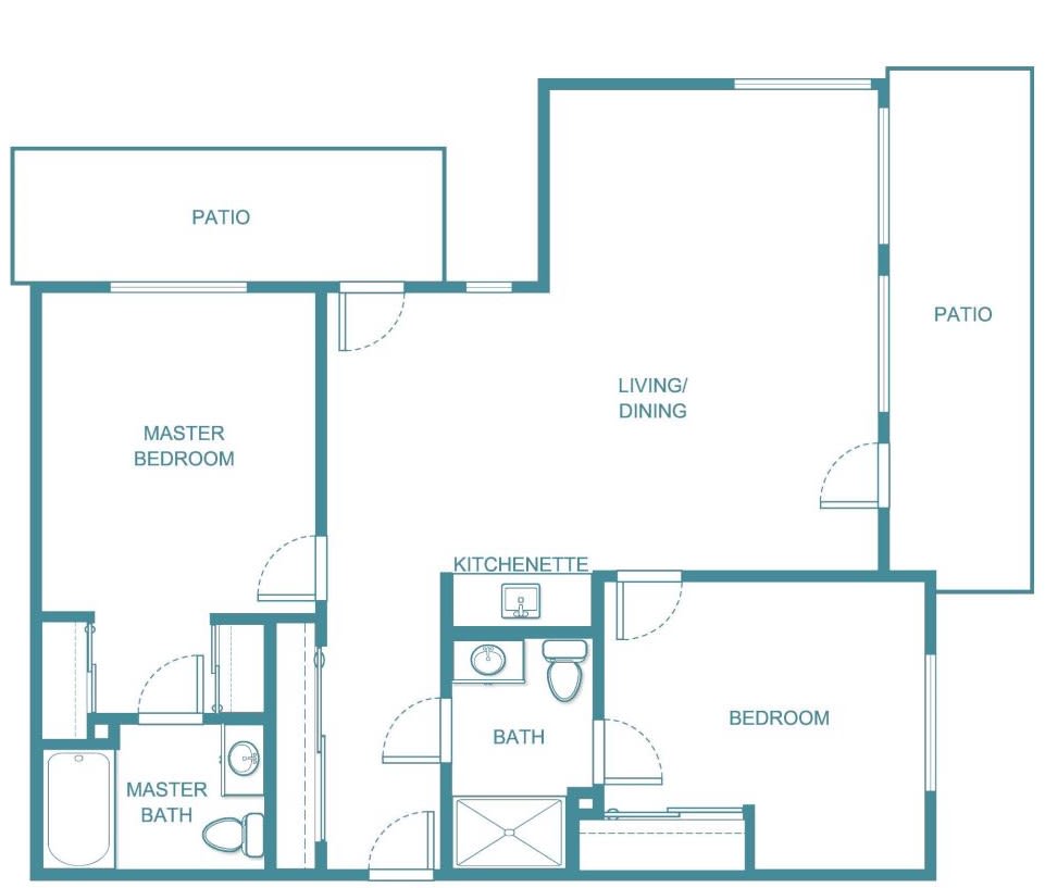 A detailed floor plan showing the layout of a house with multiple rooms and a patio.