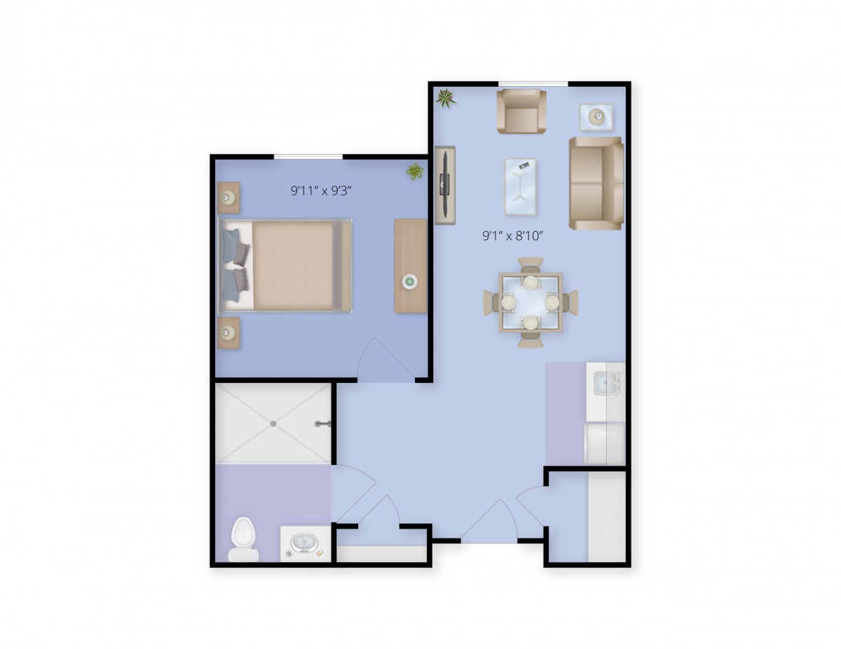 A detailed floor plan of an apartment showing various rooms and spaces.
