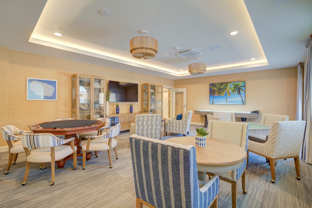 A modern lounge area with comfortable seating and elegant interior design.