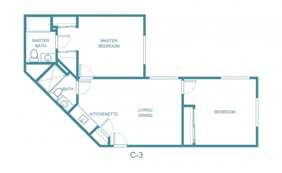 A detailed blueprint of an apartment showing the layout and design.