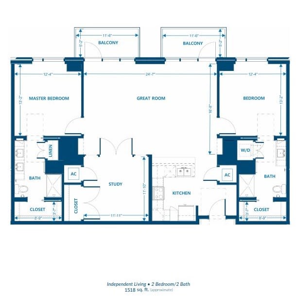 A detailed floor plan of an apartment showcasing room layouts and dimensions.