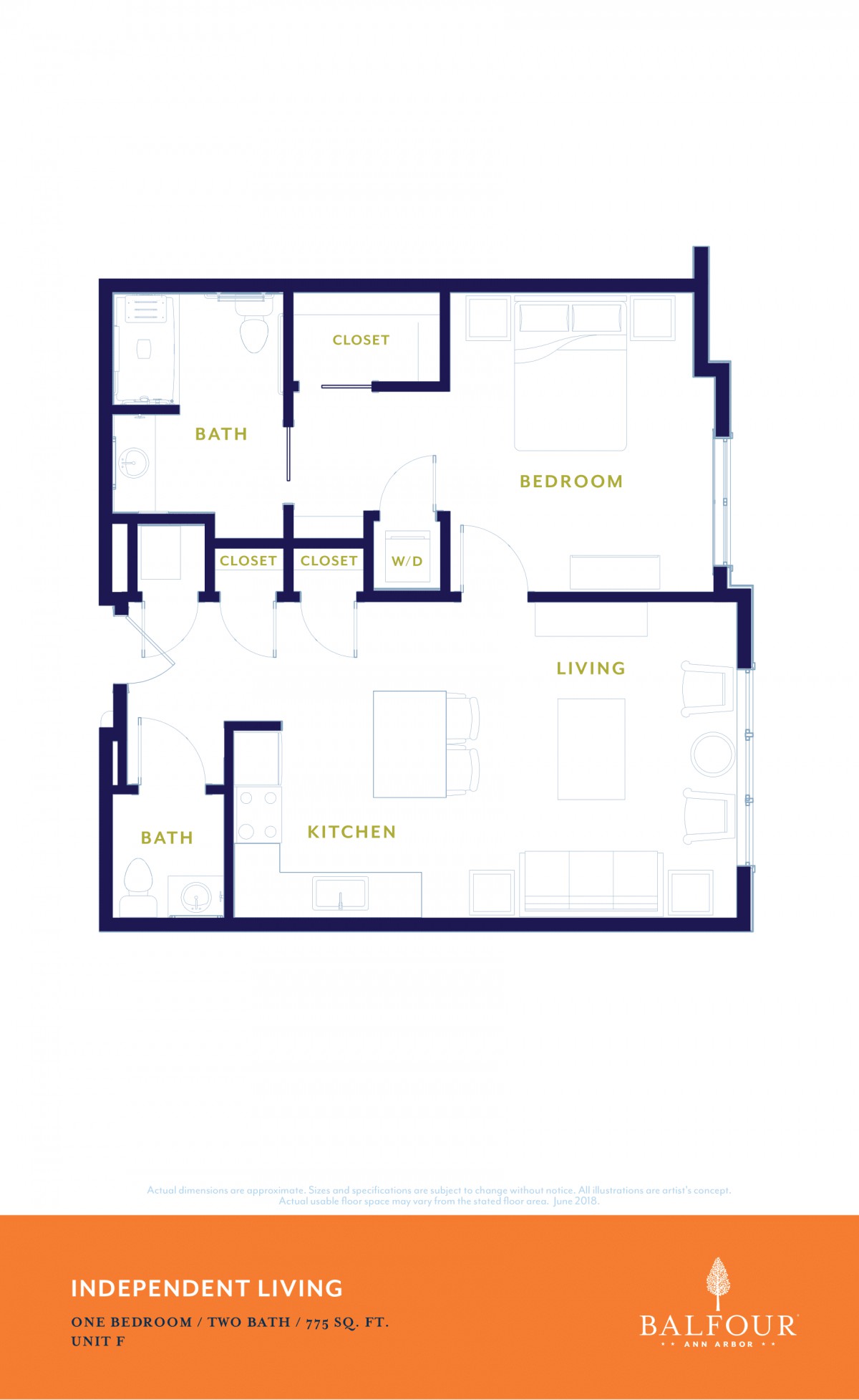 A detailed floor plan of an apartment layout showing different rooms and areas.