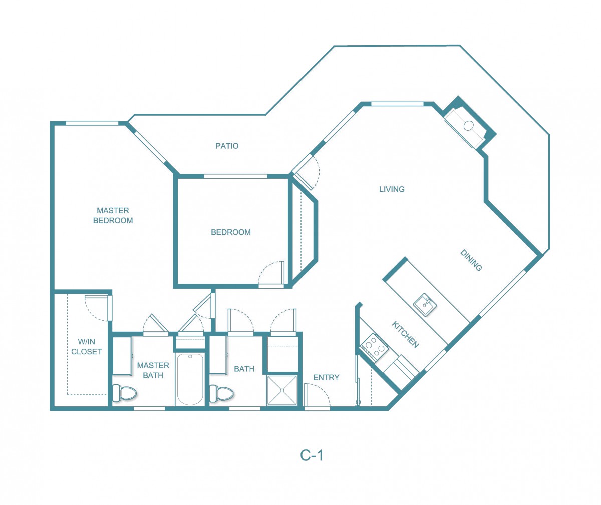 Architectural floor plan layout of a building space.