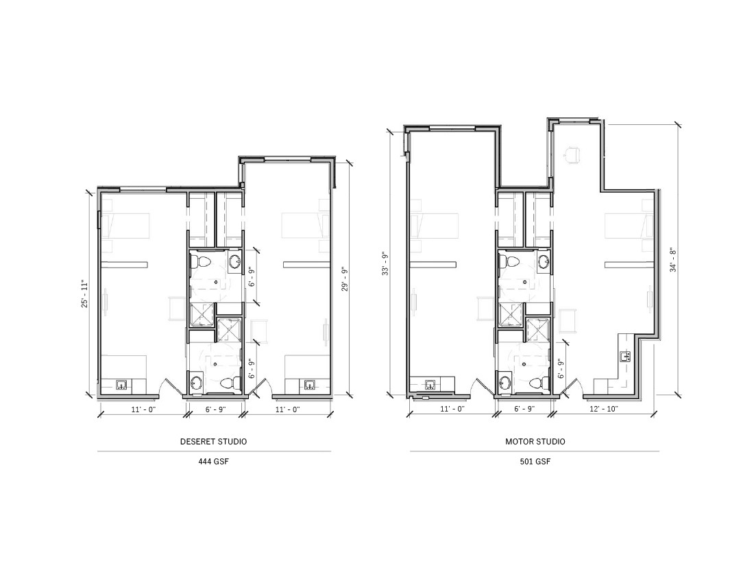 Architectural floor plans illustrating two different levels of a building.