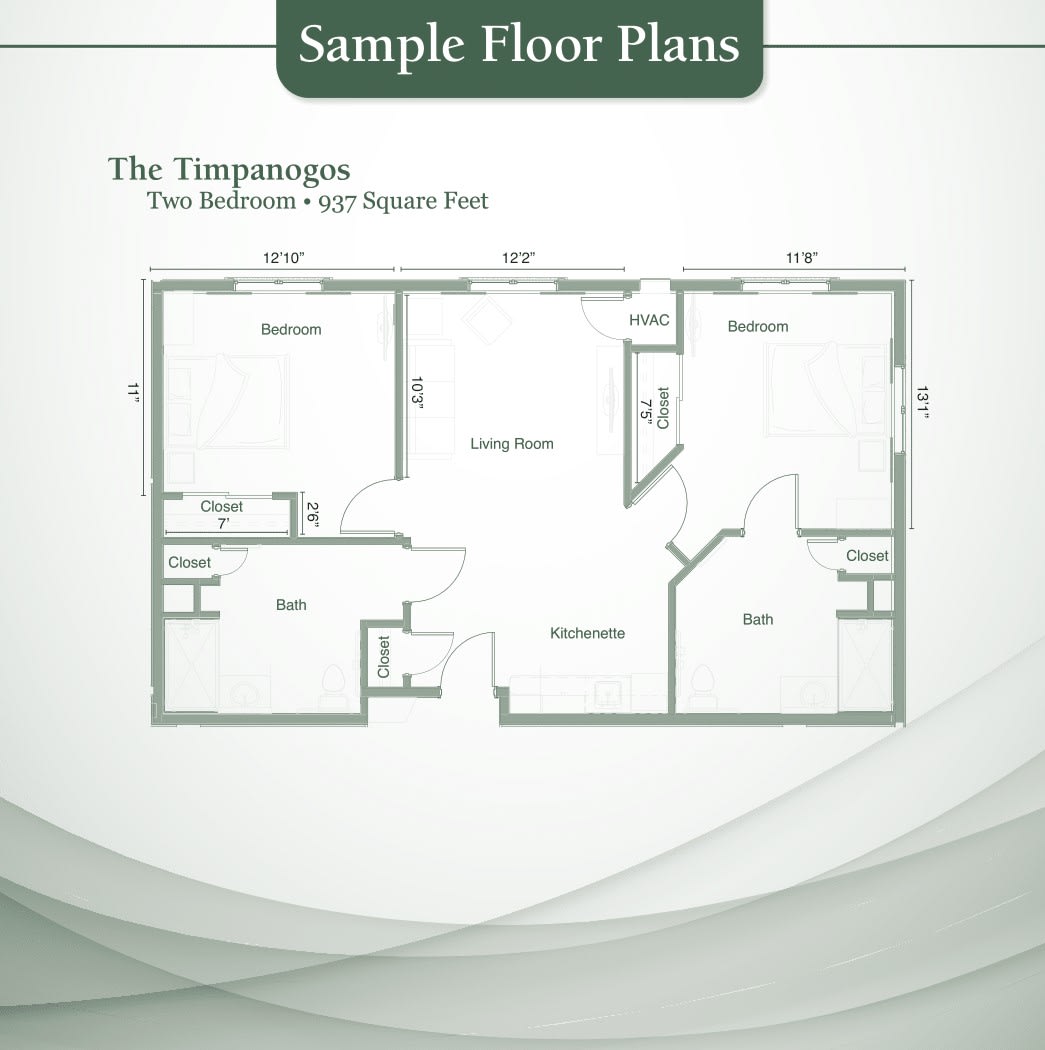 Sample floor plan featuring a three-bedroom layout.