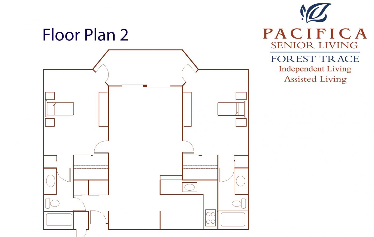 Floor plan layout for Pacifica Senior Living establishment.