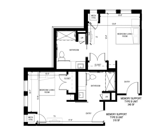 A detailed floor plan of an apartment showing the layout of rooms and spaces.