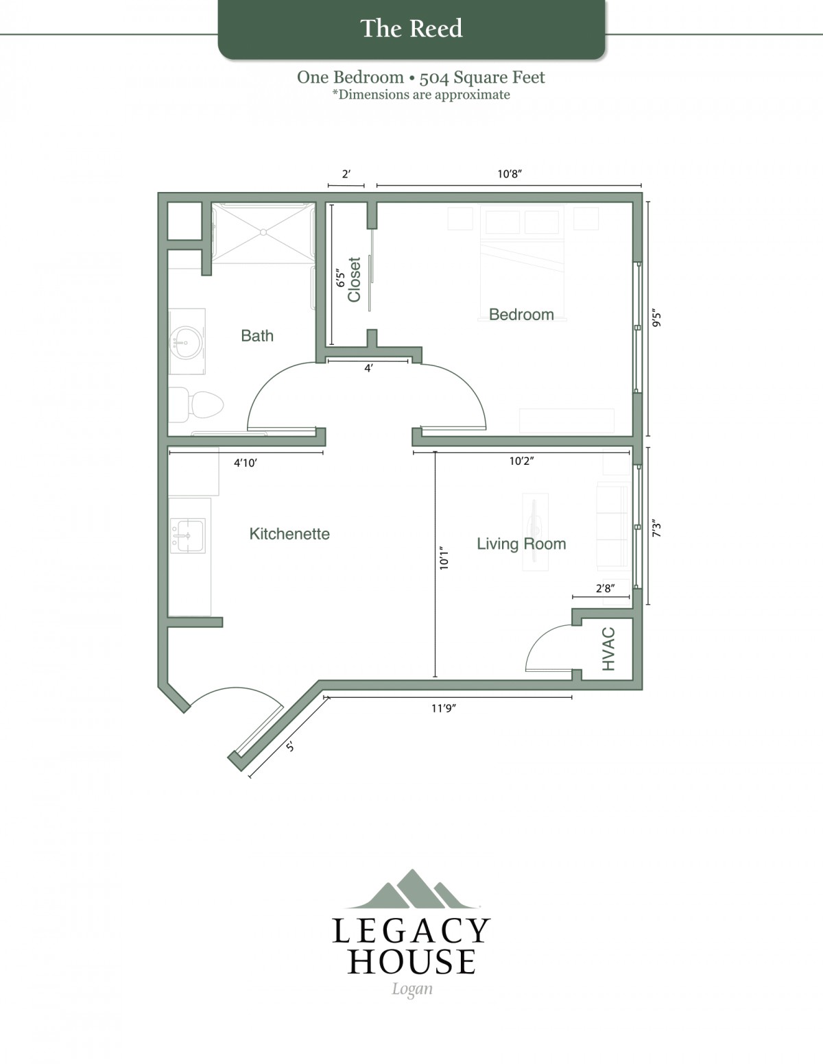 A detailed floor plan showing the layout of rooms in a home, including bedroom, living room, and kitchen areas.