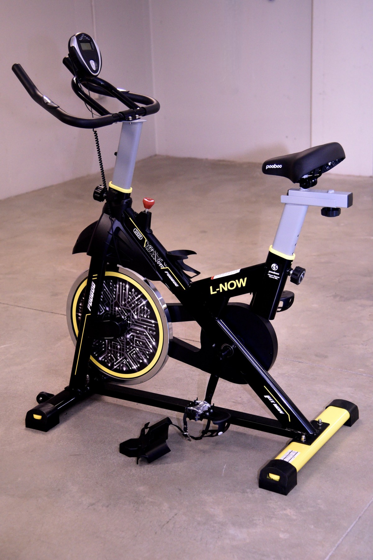 A stationary exercise bike set in a room, ready for an indoor workout session.