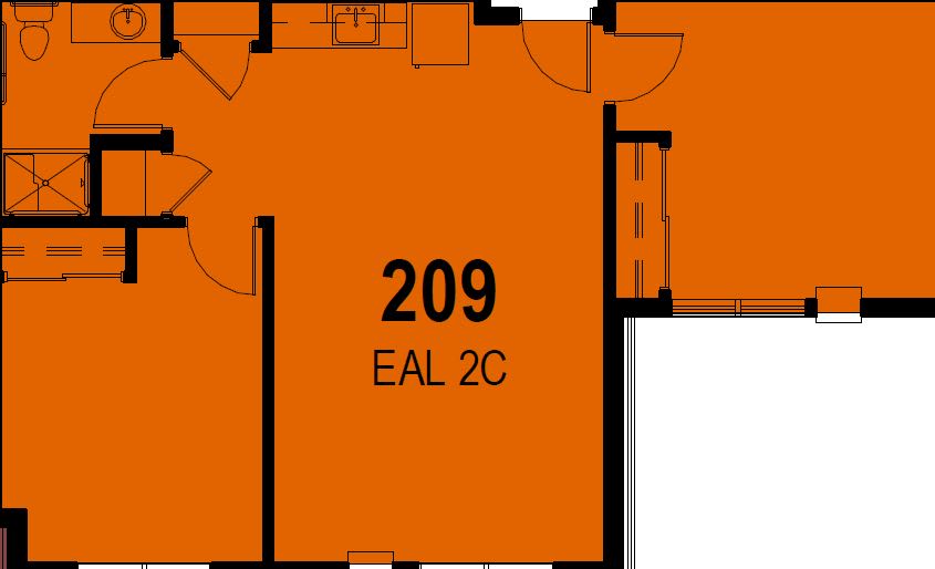 Floor plan showing room 209 labeled as EAL 2C.