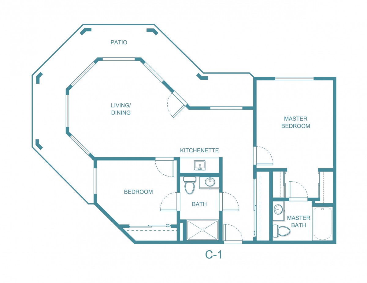 Blueprint of an apartment showing room layout and dimensions.