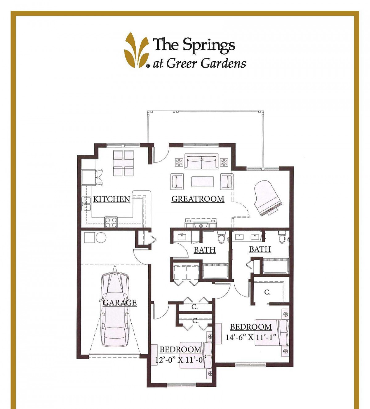 A floor plan of a residential property with labeled rooms and garage space.