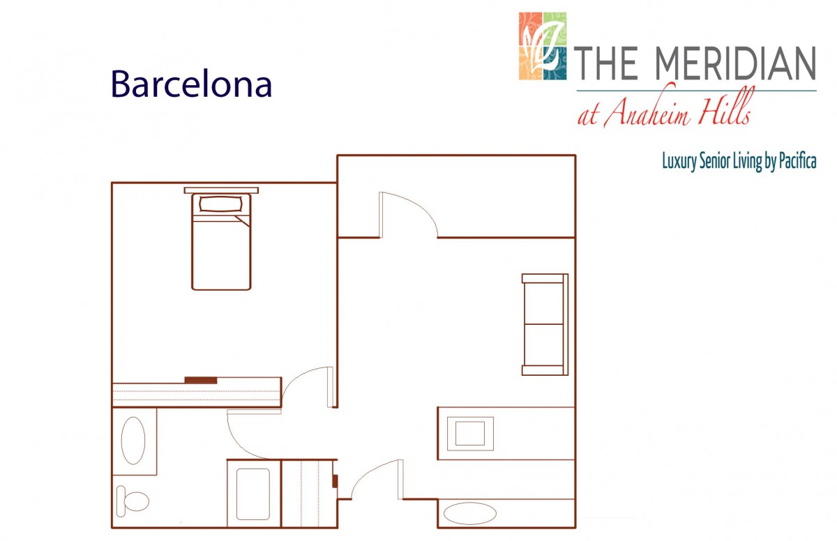 Apartment floor plan labeled 'Barcelona' from The Meridian at Accra.