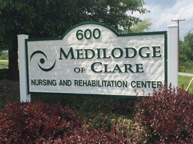 Sign for Medilodge of Clare Nursing and Rehabilitation Center.