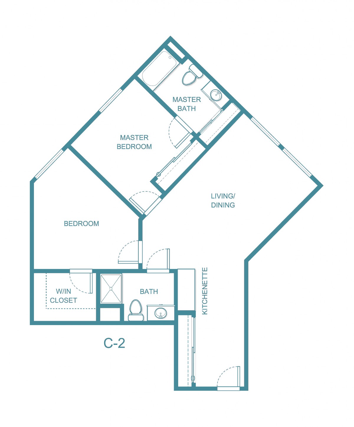An architectural floor plan of an apartment.