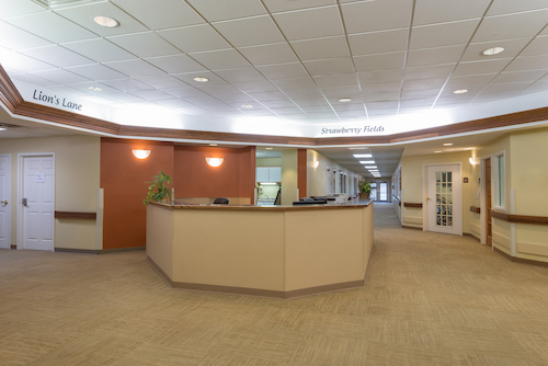 A spacious and well-designed office reception area with a welcoming atmosphere.