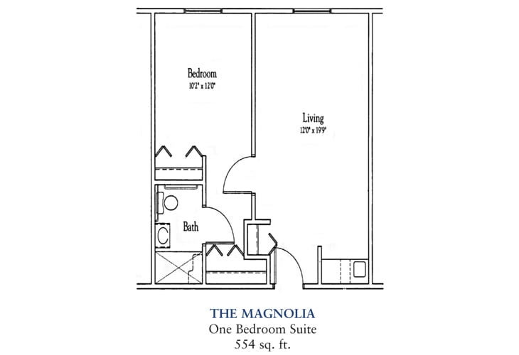 The Magnolia: One Bedroom Suite - 554 sq. ft.