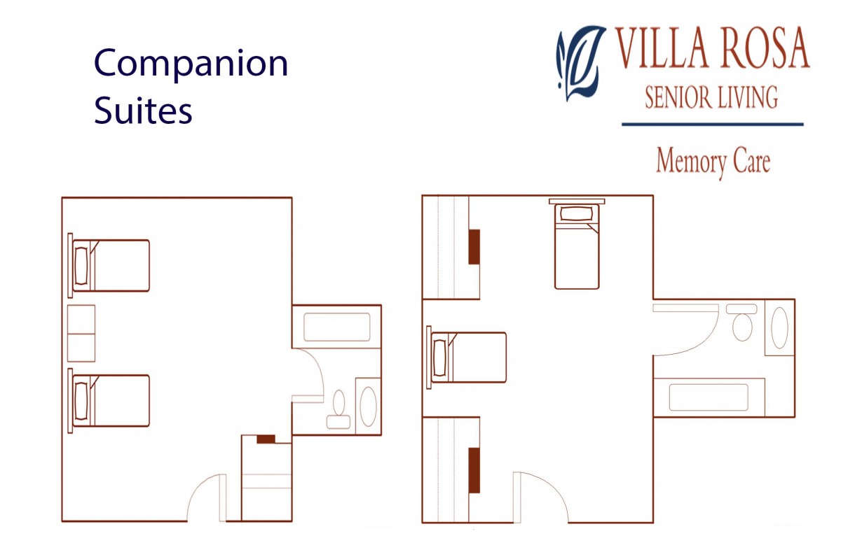 Floor plan of companion suites at a senior living facility.