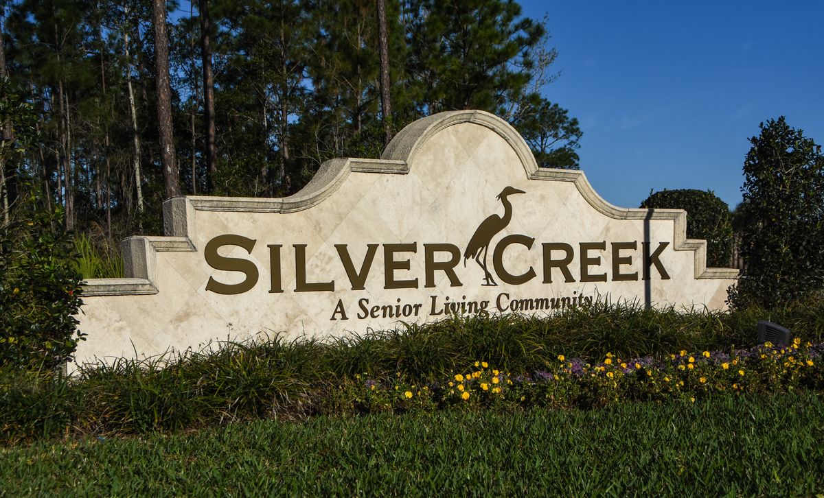 Entrance sign for Silver Creek, a senior living community.