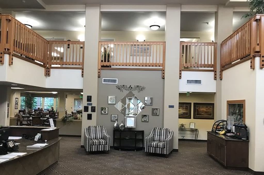 A welcoming lobby area with comfortable seating and decorative elements.