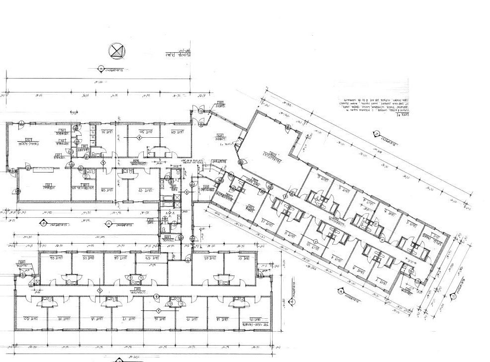 Architectural floor plan showing the layout of rooms and corridors in a building.
