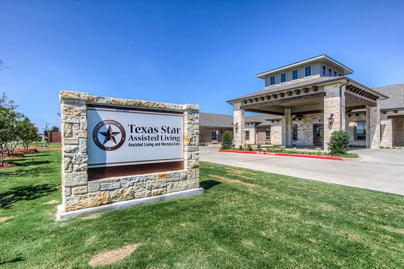 Entrance to the Texas Star Rehabilitation Facility with a prominent sign.