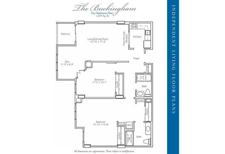 The Buckingham apartment floor plan, showcasing a spacious layout with multiple rooms.