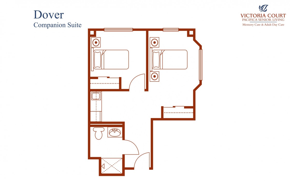 A detailed floor plan of a two-bedroom suite.