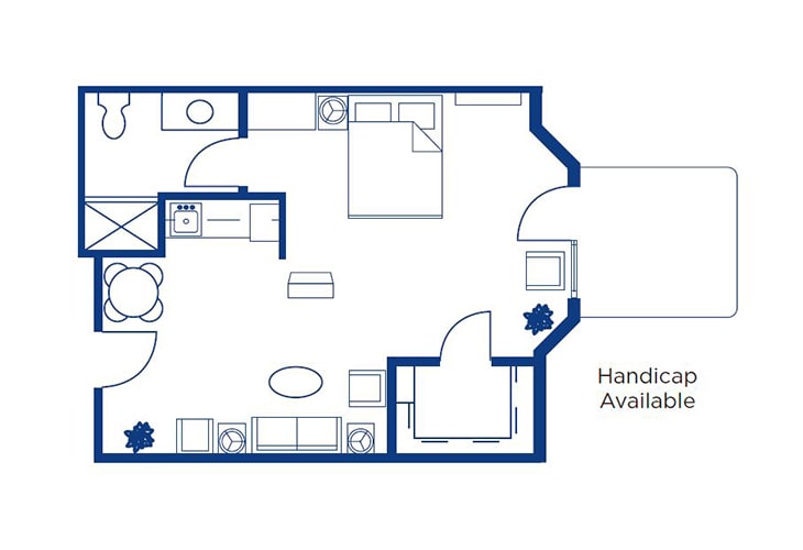 This image depicts the floor plan of an apartment unit, illustrating the layout and design including key features such as kitchen, bathroom, and living spaces.