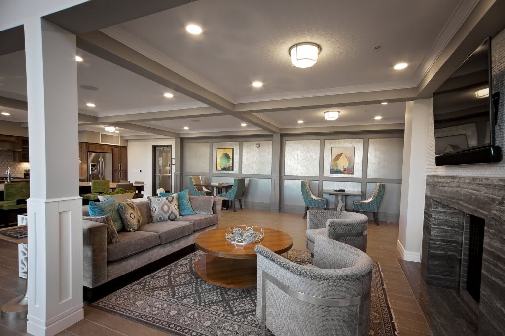 A stylish and cozy living room with comfortable seating and elegant decor.