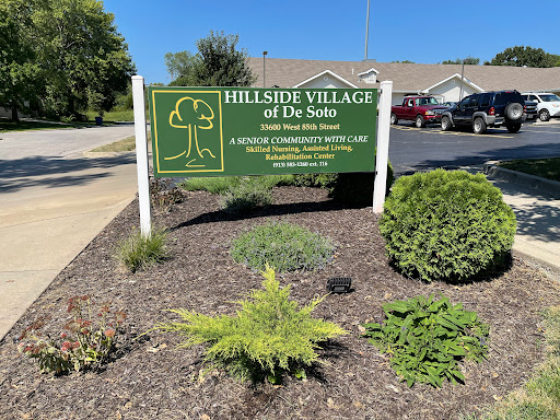 Welcome sign of Hillside Village of De Soto, highlighting its focus on community and healthcare.